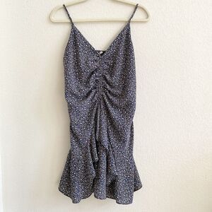 Lottie Moss Women’s Babydoll Mini Rauched Dress Sleeveless Blue Floral Size M‎